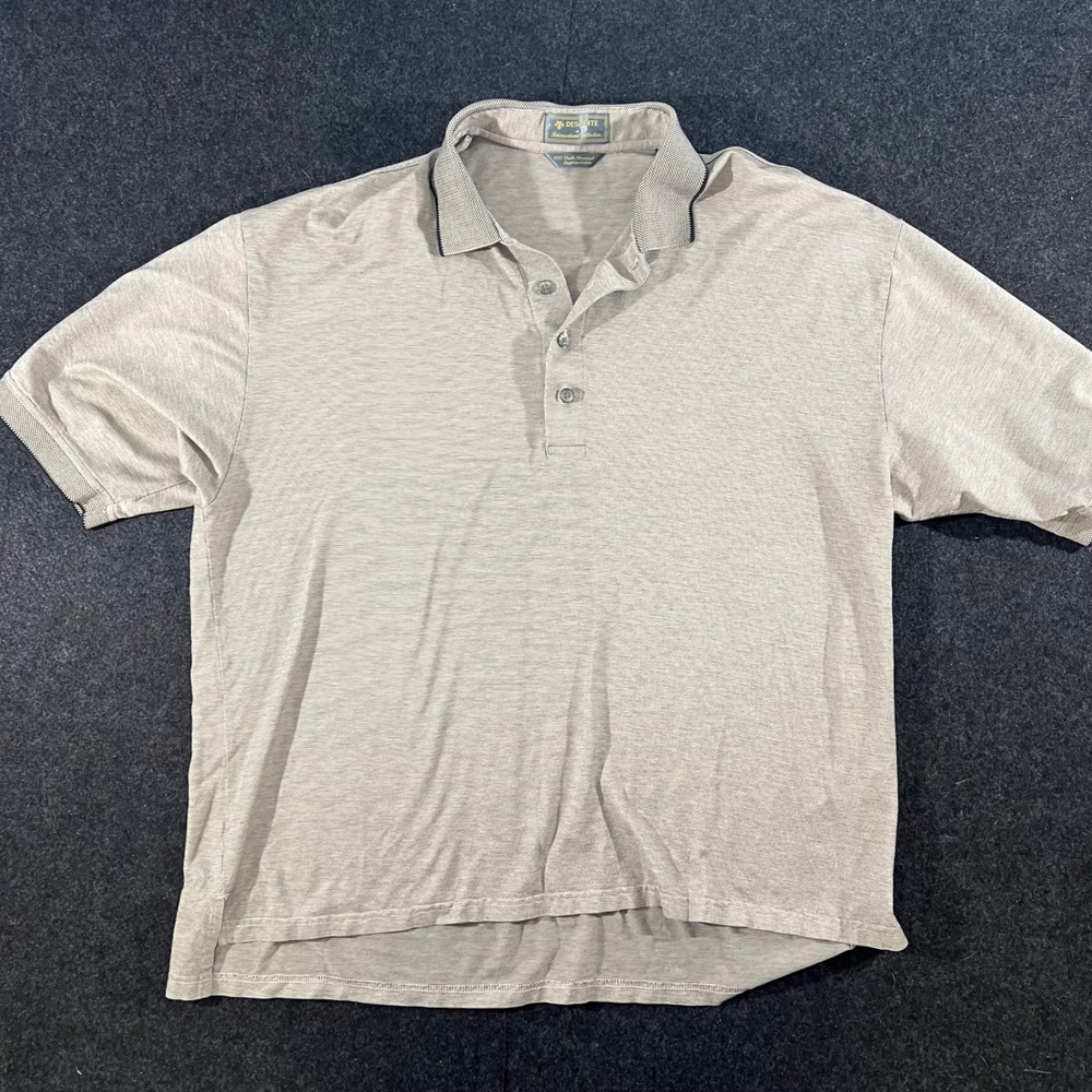 Descente Polo Shirt Mens XL Tan Egyptian Cotton Short Sleeve Golf Casual Top